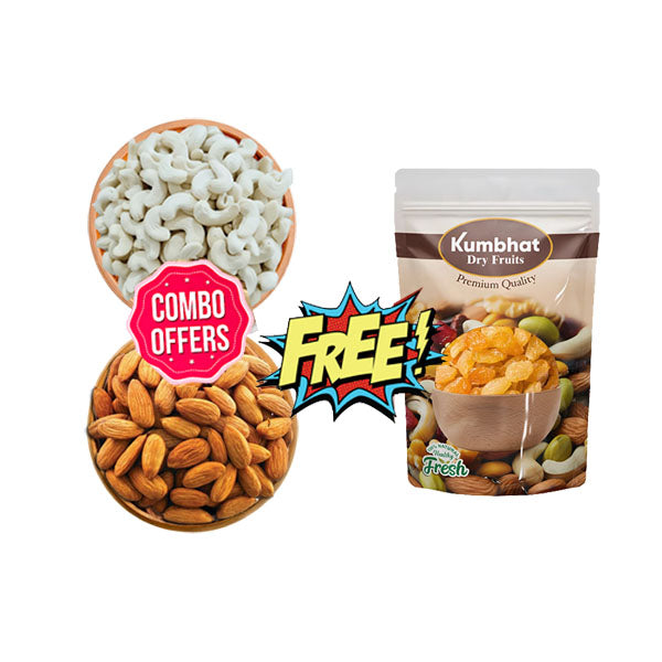 Combo (Cashew 500GM + Almonds 500GM) & Get 100 GM Kishmish Free