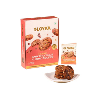 Dark Chocolate Almond Cookies (No Maida) 16 Pcs Box (Pack of 5)