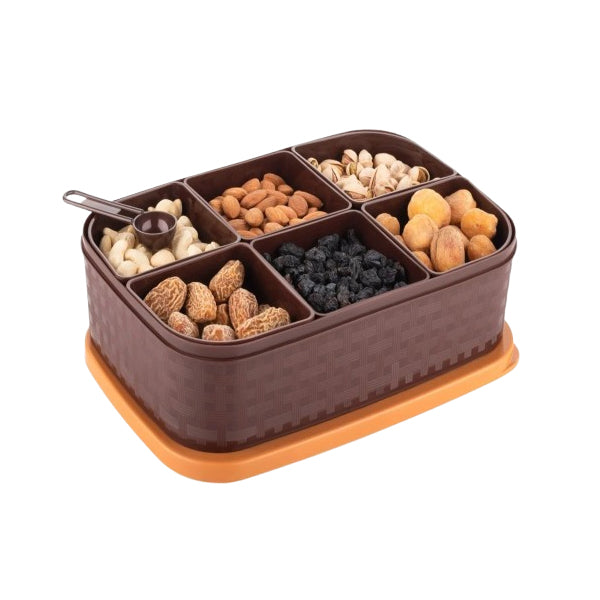 Plastic Dry Fruit Box With 6 Partition