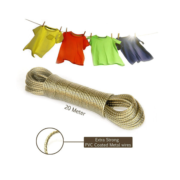 PVC Coated Steel Wire Rope for Drying Clothes (pack of 3)