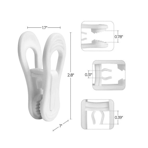 White Plastic Heavy Quality Cloth Clip 20 Pcs (Pack of 3)