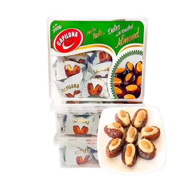 Capilona Almonds Dates 250g| Premium Almond-Filled Date | Almond Dates Chocolate