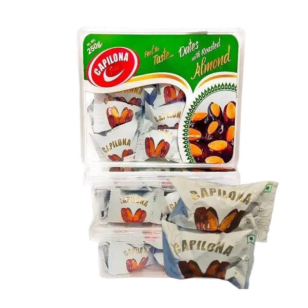 Capilona Almonds Dates 250g| Premium Almond-Filled Date | Almond Dates Chocolate