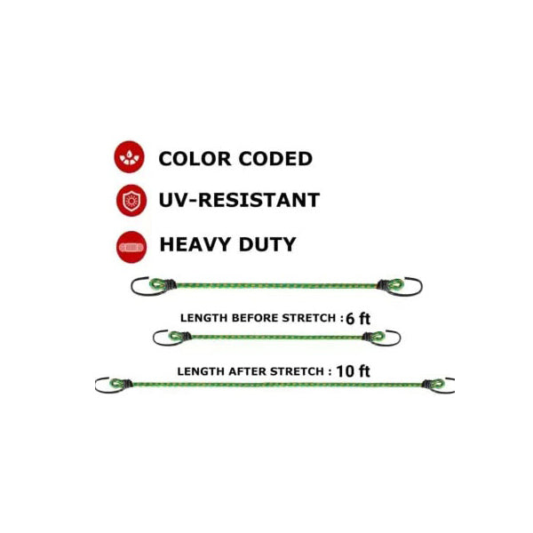 Strong & Flexible Elastic Rope with Hooks (Length: 2.8 m, Diameter: 8 mm) ( Pack of 3)