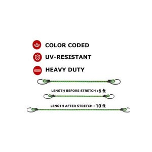 Strong & Flexible Elastic Rope with Hooks (Length: 2.8 m, Diameter: 8 mm) ( Pack of 3)