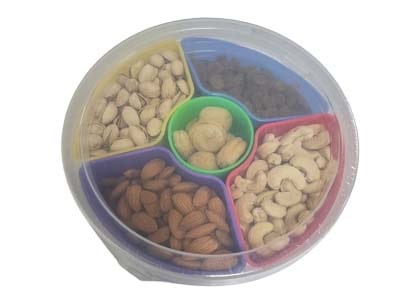 Round Plastic Dry Fruit BOX - 5 Sections