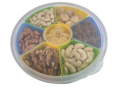 Round Plastic Dry Fruit BOX - 7 Sections