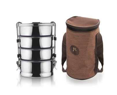 Round Leakproof Tiffin Carrier Quadruple Lunch Box