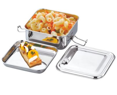 Square Lunch Box (With Steel Plate)