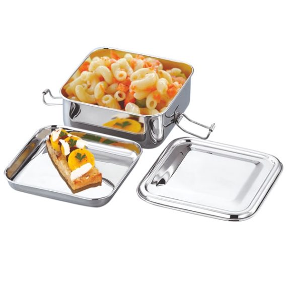 Square Lunch Box (With Steel Plate)