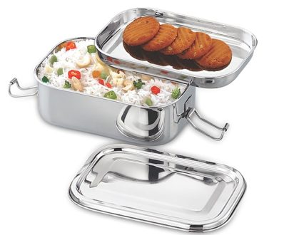 Rectangular Lunch Box With Steel Plate