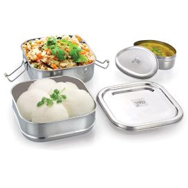 Jvl Stainless Steel Square Lunch Box...