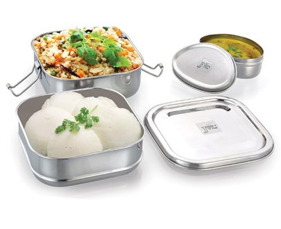 Square Lunch Box With Small Steel Container