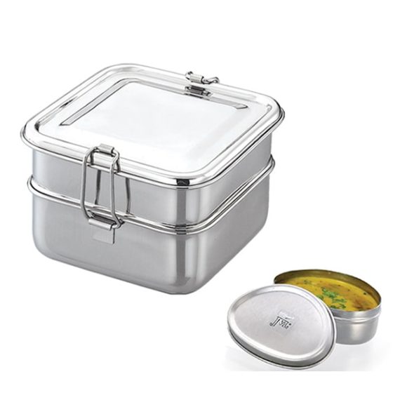 Square Lunch Box With Small Steel Container