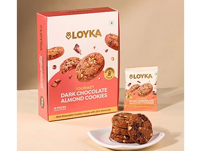 Dark Chocolate Almond Cookies (No Maida) 16 Pcs Box