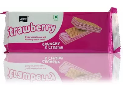 ABHI Crunchy & Creamy Wafer Biscuit Strawberry Wafers (65 g)